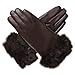 Luxury Lane Women's Rabbit Fur Cuff Cashmere Lined Lambskin Leather Gloves
