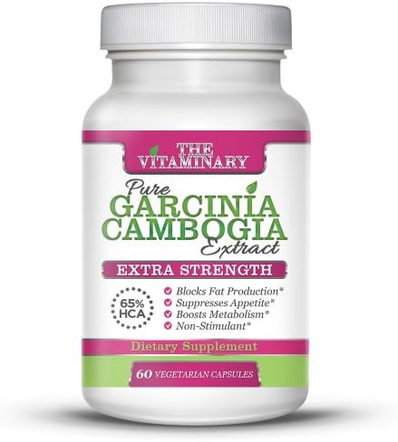 Extra Strength Pure Garcinia Cambogia Extract - 65% Hydroxycitric Acid (HCA) Highest HCA Pill Available - 100% All Natural Premium Weight Loss Supplement Made From Fruit with Chromium Picolinate, Potassium and Calcium - 1 Month Supply - Suppresses Appetite, Blocks Carb Absorption and Reduces Cravings with No Side Effects, No Stimulants and Caffeine-free - Vegetarian Capsules - No Artificial Ingredients or Fillers - Made in USA - 100% Money Back Guarantee