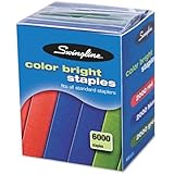Swingline Color Bright Staples Multi-pack, 0.25 Inch Leg Length, 25 Sheet Capacity, 6,000 Staples per Box, Blue and Red and Green (S7035123)