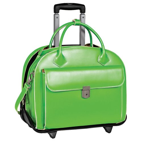 McKleinUSA Glen Ellyn 94361 W Series Italian Leather Detachable-Wheeled Ladies Briefcase (Green)