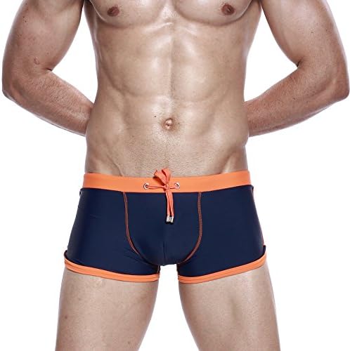 Koson-man Men's Swimming Underwear Sports Trunks Fashion Lace-up (BlackOrange Size XXL)