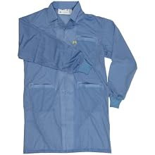Desco 73611 Smock Statshield Labcoat with Cuffs, 38-1/2" Length, Small, Blue