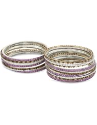 Chamak by priya kakkar Set of 17 Metal & Crystal Bangle Bracelet