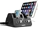UDOLI 5 USB Ports Charging Station Organizer for Multiple Devices Fast Charging Desktop Stand for Apple Android Phone Tablet 1600W 2 AC Power Outlets Charger Dock for Home Office 3 Prong Cord Black