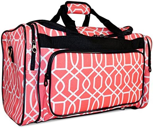 Ever Moda Pink Geometric Print Duffle Bag 19-inch