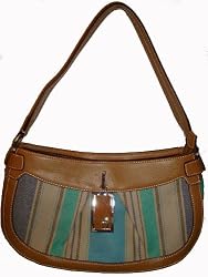 Women's Etienne Aigner Purse Handbag Savannah Woven Collection Cool Stripe Facst