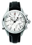 Tx T3b841 World Time Multifunction Black Leather Strap Watch With Silver Dial