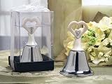 White Finish Open Heart Silver Bell - Baby Shower Gifts & Wedding Favors