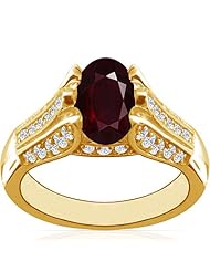18K Yellow Gold Oval Cut Ruby Ring With Sidestones (GIA Certificate)