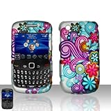Blue Flowers Hard Snap On Case Cover Faceplate Protector for Blackberry Cur ....