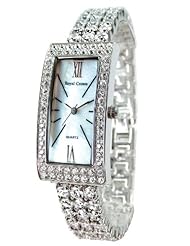 Gemorie Women Fashion Rectangular Watch with Jewelry Band in Rhodium Plating (128961)