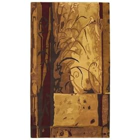 Contemporary Area Rug, 828 Watercolors Collection 100% Wool 8'x10' Beige Bamboo
