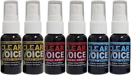 Clear Voice Vocal Spray Honey-Lemon Mint Strawberry 1 fl. oz. Bottles 6 Pack