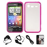 Durable Crystal Hard Case Cover with Pink Rubberized TPU Silicone Skin Edge ....