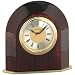 Seth Thomas Baron Brown Mahogany Finish Wood Case with Gold Tone Bezel Silver and Gold Dial Small Arch Alarm Mantel and Desk Clock