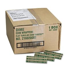 MMF IndustriesTM Pop-Open Flat Paper Coin Wrappers, Dimes, $5, 1,000 Wrappers per Box