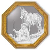 Decorative Framed Mirror Wall Decor With Mountain Man and Mule Etched Mirror - Mountain Man and Mule Decor - Unique Mountain Man and Mule Gift Ideas - Ready To Hang - 13
