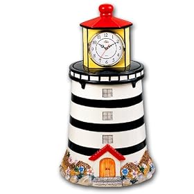 Light House Ceramic Cookie Jar Table Top w Clock!!