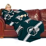 NFL Philadelphia Eagles Adult Comfy Throw, Officially Licensed Blanket with Sleeves "Stripes" Design