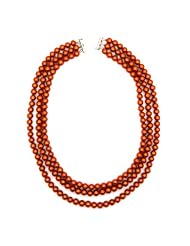 Pearlz Ocean Sterling Silver Orange Shell Pearl 3-row Necklace