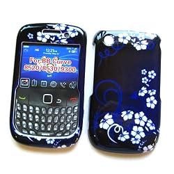 RIM BlackBerry Curve 3G 9300 & Gemini Curve 8520 / 8530 Snap On Protector Hard Case "Midnight Flowers" Design