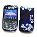 RIM BlackBerry Curve 3G 9300 & Gemini Curve 8520 / 8530 Snap On Protector Hard Case "Midnight Flowers" Design