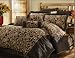 9 Pc. Oversized/Overfilled Chocolat Brown / Gold / Rust Floral Jacquard Comforter Set