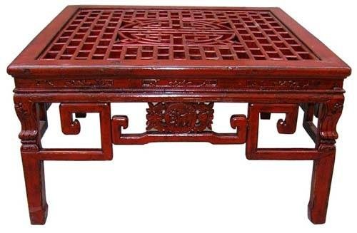 Antique Carved Red Coffee Table