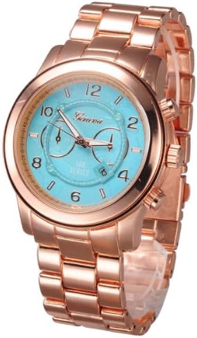 Geneva Classic Rose Golden Band Fashion Luxury Alloy Wrist Watch (65690)