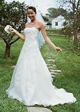 David's Bridal Wedding Dress: Embroidered Organza Gown With 3D Floral Details Style WG9859