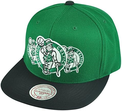Boston Celtics Mitchell &amp; Ness NBA Triple Stack Logo Snapback Hat Green