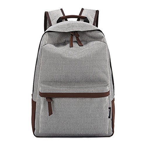 MyMiss Casual Fashion Lightweight Canvas Laptop Backpack for Girls Boys Bookbag Rucksack for Teens Beige Backpack
