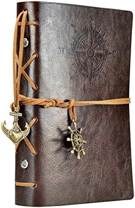 7inches Vintage Retro Leather Cover Notebook Journal Blank String Nautical (Coffee)