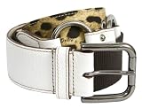 Dolce & Gabbana 90cm White Leather Brown Canvas Leopard Print Belt BC1448-A4443-80001
