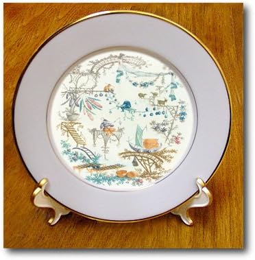 cp_130321_1 Florene Vintage II - French 1790 Print Of A Chinese Boat Scene.jpg - Plates - 8 inch Porcelain Plate