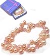 Genuine Champaigne Freshwater Pearl & Glass Bead Double Strand Stretch Boutique Bracelet - Gift Boxed