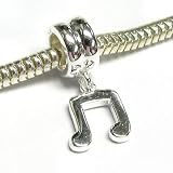 Sterling Silver Music Note Melody Dangle Bead For Pandora Troll European Charm Bracelets