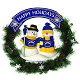 20" NFL San Diego Chargers Snowman Couple Christmas Berries & Pine Cones Wreath