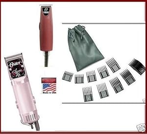 COMBO OSTER CLASSIC 76 pink HAIR CLIPPER + T FINISHER + 10 piece COMB set ALL MADE IN USA