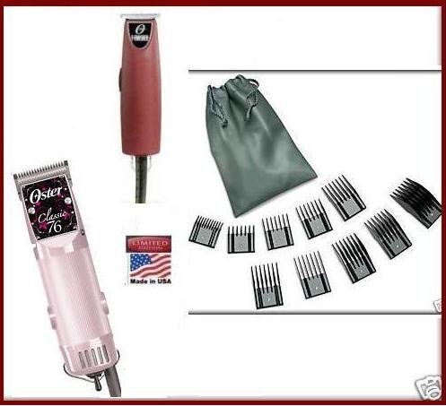 Best Buy Offer Cheap COMBO OSTER CLASSIC 76 pink HAIR CLIPPER + T FINISHER + 10 piece COMB set ALL MADE IN USA WITH FULL WARRANTY