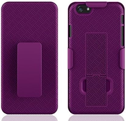 Optionz iPhone 6 Case Hard Shell Slim Belt Clip Holster with Swivel Clip and Kickstand. Protective Case Compatible with Apple iPhone 6 4.7 inch cell phone (Purple)