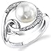Artistic Teardrop 8.5mm Freshwater Cultured White Pearl Ring in Sterling Silver