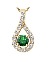 0.33 Ct Round Green Diamond White Sapphire 14K Yellow Gold Pendant
