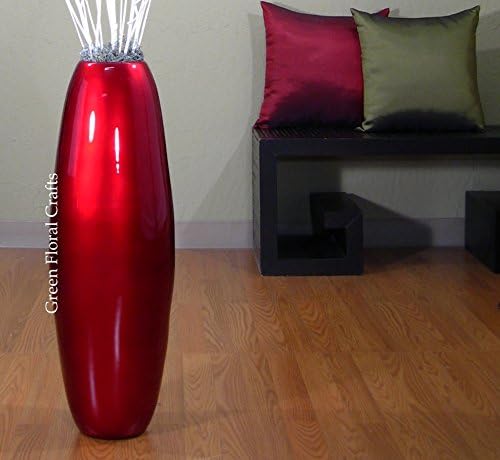 Green Floral Crafts 28" Red Lacquer Cylinder Vase- Vase Only