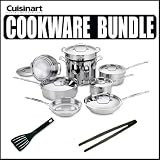 Cuisinart 7710 Chef's Classic Stainless-Steel 10-Piece Cookware Set + Utensil Bundle
