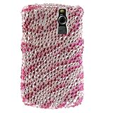 Premium Luxurious Designer Hard Diamond Crystal Snap-on Case for Blackberry Curve 8330 Case - Hot Pink Silver Zebra Diamond