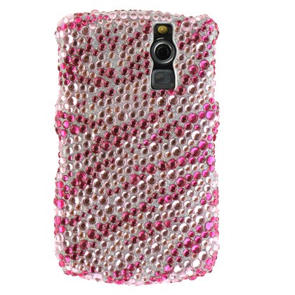 Premium Luxurious Designer Hard Diamond Crystal Snap-on Case for Blackberry Curve 8330 Case - Hot Pink Silver Zebra Diamond