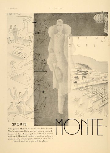 1930 Ad Monte Carlo Monaco City French Riviera Art Deco - Original Print Ad