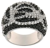 Sterling Silver Black and White Cubic Zirconia Swirl Ring by Charles Winston