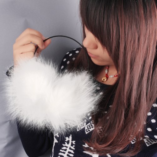 Crazycity New Arrival Top Fashion Trendy Pure White Fuzzy Fluffy Winter Warmer Soft Plush Ear Muffs Earmuffs Ear Cover for Women Lady Girls Super for Christmas ans New Year's Day Gifts